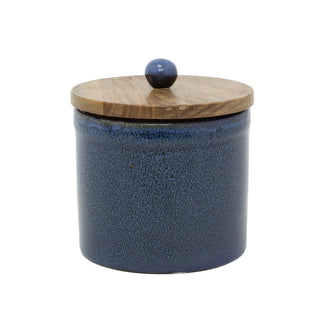 Azure Blue Reactive Glaze Stoneware Storage Jar, 12cm Kitchen Canister with Lid