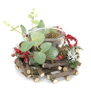 20cm Traditional Christmas Tealight Candle Holder | Christmas Wreath Candle Holder | Christmas Candle Centerpiece