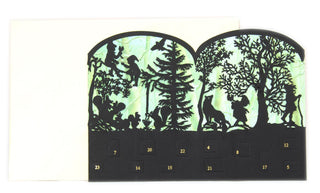 Deluxe Silhouette Mini Advent Calendar Christmas Card Tealight Lantern - Enchanted Forest