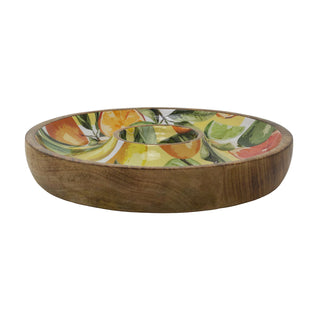 Citrus Chip and Dip Serving Platter, 30cm Wooden Round Serving Tray for Nibbles