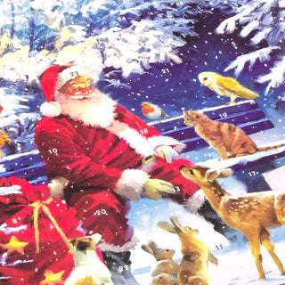 Christmas Advent Calendar Father Christmas | Santa And Animals Advent Calendar Traditional Advent Calendar | Picture Advent Calendar Paper Advent Calendar