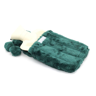Deluxe Faux Fur Pom Pom Hot Water Bottle | Hot Water Bottle With Cover | Natural Rubber Hot Water Bottles - Colour Varies One Supplied