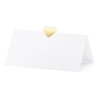 Pack Of 10 Gold Heart Wedding Place Cards | Wedding Table Name Cards White Place Card For Table | 10 Piece Small Tent Cards Place Name Cards