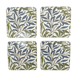 Set of 4 William Morris Willow Bough Coasters, Drinks Coasters - 10.5cm