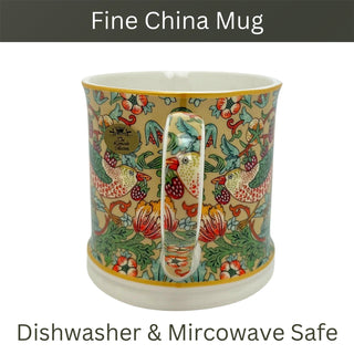 William Morris Strawberry Thief Mug, 330ml Fine China Botanical Tea Coffee Cup