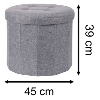 Fabric Pouffe Storage Footstool Round Storage Ottoman | Folding Footstool With Storage Ottoman Storage Box | Foot Stools Pouffe Pouffes For Living Room