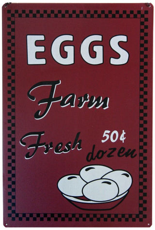 Vintage Style Hanging Metal Retro Sign 20Cm X 30Cm - Farm Fresh Eggs