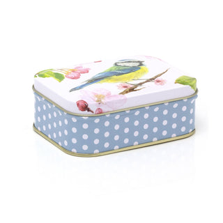 Jo Stockdale Blue Tit Small Rectangle Tin | Trinket Keepsake Sewing Tin Box