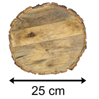 25cm Wooden Tree Trunk Cake Stand | Wedding Birthday Cake Round Display Board | Serving Platter Table Centerpiece