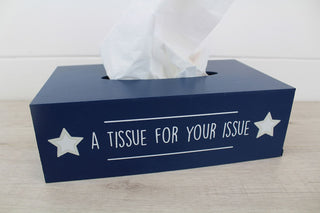 Men's Dads Blue Wooden Tissue Box Holder | Mans Tissue Box Cover Tissue Dispenser Box | Rectangle Novelty Tissue Box Father Day Gifts - A Tissue For Your Issue