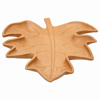 Wooden Leaf Trinket Tray, 33cm Light Brown Leaf Trinket Dish