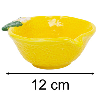 Lemon Shaped Snack Bowl, 200ml Ceramic Serving Bowl, Nibbles Dish - 12cm