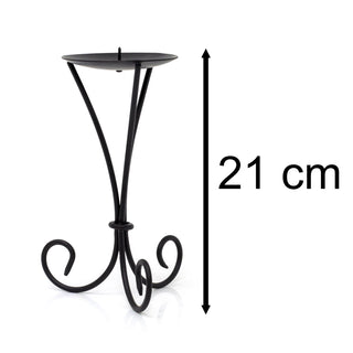 Tall Black Metal Scroll Candle Holder | Pillar Candle Holder Candlestick - 21cm