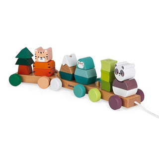 Janod Animal Train | Wooden Train and Stacking Game With WWF Partnership | 12m+