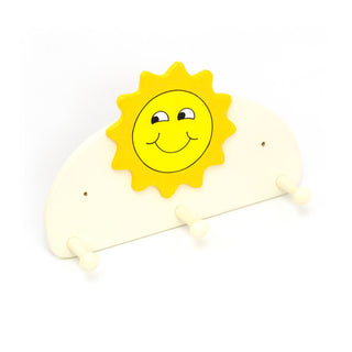 Children's Sunshine Coat Rack | Kids Wall Mounted Wooden Coat Hooks 3 Coat Pegs