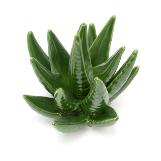 Ceramic Succulent Ornament | Decorative Green Aloe Vera Cactus Plant Statue