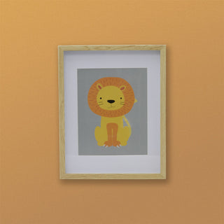 Safari Animal Kids Wall Art Picture Frame | Framed Animal Pictures - Lion