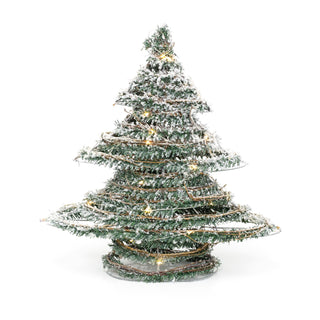 Snow Topped Mini Artificial Christmas Tree Light | Xmas Tree Decoration With 20 Led Lights Battery Operated | Christmas Tree Ornament - 40cm