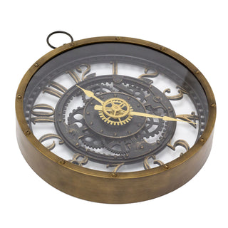 Industrial Retro Pocket Watch Gear Cog Clock | Steampunk Vintage Style Wall Clock | Silent Wall Clock Antique Effect Distressed Round Clock