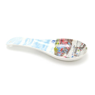 23cm Sandy Bay Beach Spoon Holder | Melamine Kitchen Utensil Rest | Nautical Cooking Ladle Spatula Holder