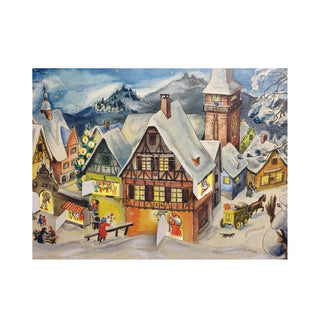 Winter Village Christmas Advent Calendar, 69cm Vintage Style Panorama