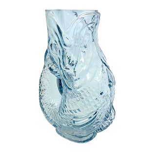 Blue Glass Fish Jug, 20cm Coloured Glass Pitcher Vase Nautical Fish Ornament