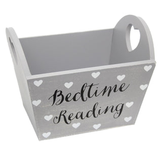 Shabby Chic Wooden Book Storage Box Tray With Handles ~ Bedtime Reading Crate