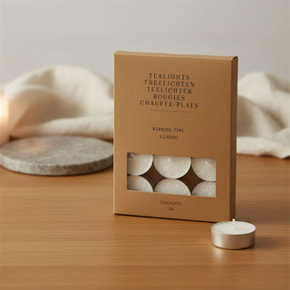 Pack of 12 White Tealight Candles, 4cm Unscented Wax Tea Light Candles