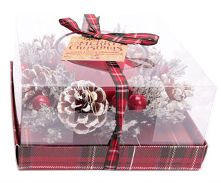 Christmas Wreath Scented Fragranced Candle Pot Ornament ~ Xmas Table Centrepiece Decoration