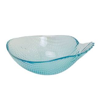 Fish Shaped Glass Bowl, 220ml Blue Nautical Snack Serving Dish 17x13cm