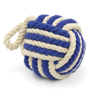 Two Tone Rope Doorstop | Nautical Monkey's Fist Seaside Rope Door Stop | Beach Rope Knot Door Stopper Ball - Dark Blue