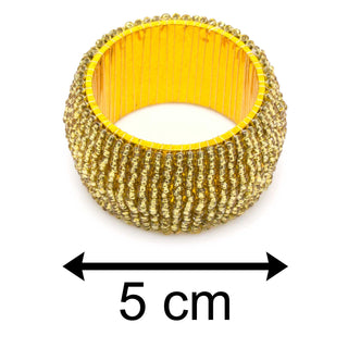 Set Of 4 Deluxe Gold Napkin Rings | Christmas Napkin Holder | Chic Beaded Glass Serviette Rings Table Napkin Holder