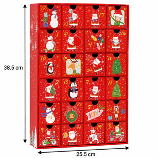 Advent Calendar with Drawers, Red 24 Drawer Fill Your Own Christmas Calendar