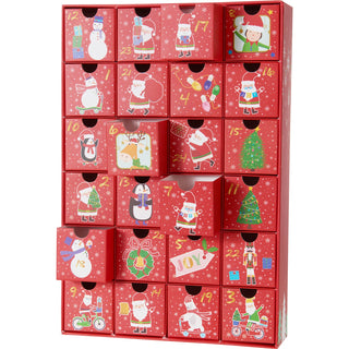 Advent Calendar with Drawers, Red 24 Drawer Fill Your Own Christmas Calendar