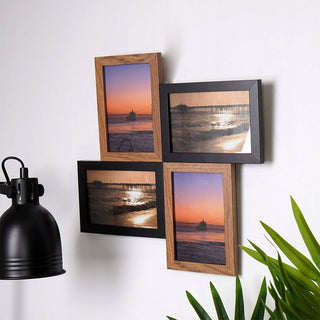 Two Tone 4 Aperture Multi Photo Frame | Wall-Mounted Collage Picture Frame