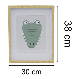 Safari Animal Kids Wall Art Picture Frame | Framed Animal Pictures - Crocodile