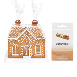 Gingerbread House Incense Burner Festive Christmas Ornament with Cinnamon Cones