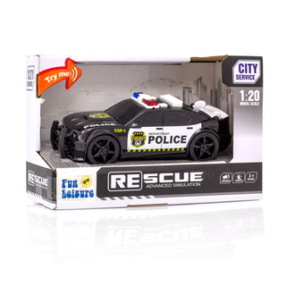 Friction-Powered Toy Police Car Lights & Siren | Black & White Cop Car for Kids