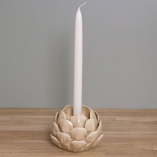 Cream Artichoke Candle Holder | Ceramic Globe Artichoke Candlestick Candle Stand