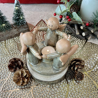 Joyful Circle Of Angels Ceramic Tealight Candle Holder