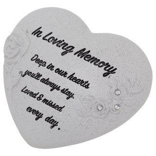 Heart Memorial Ornament, 14cm Stone Effect Indoor Outdoor Sympathy Gift