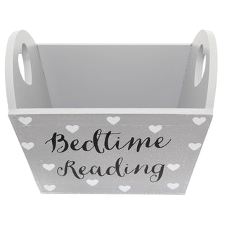 Shabby Chic Wooden Book Storage Box Tray With Handles ~ Bedtime Reading Crate