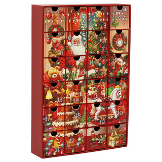 Advent Calendar with Drawers, Red 24 Drawer Fill Your Own Christmas Calendar