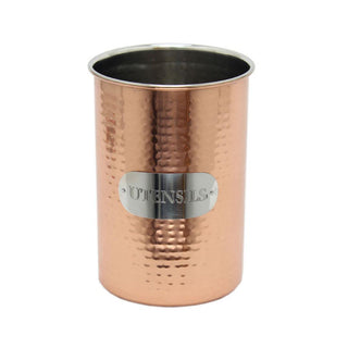 Sturdy Hammered Metal Copper Kitchen Utensil Holder