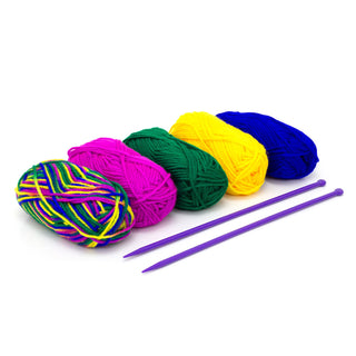 Knitting Kit 5 Multicolour Yarn Balls With 2 Needles, Beginner Knitting Set