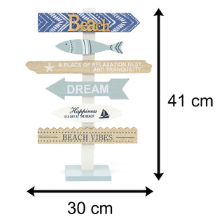 41cm Wooden Beach Free Standing Arrow Sign | Nautical Decoration, Home Decoration