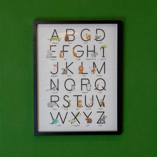 Baby Alphabet A - Z Animal Print Frame Baby Childrens Nursery A - Z Letter Wall Art