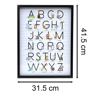 Baby Alphabet A - Z Animal Print Frame Baby Childrens Nursery A - Z Letter Wall Art