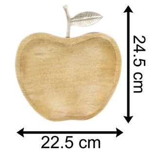 Mango Wood Apple Shaped Decorative Tray | Ornamental Storage Display Tray | Trinket Tray Display Plate