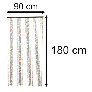 Bamboo Beaded Door Curtain | Colourful Fly Screen | Easy Fit Divider 90 x 180cm